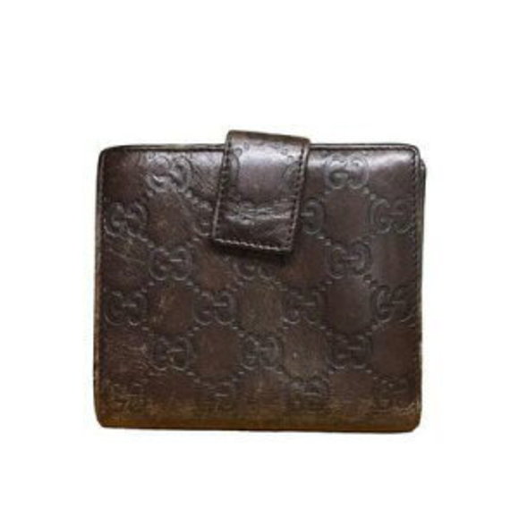 Gucci ssima Brown Wallet GG Canvas Bifold - Picture 1 of 7